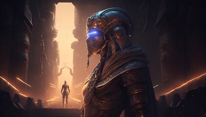 futuristic ancient egypt alien cyborgs god wallpaper background created with generative ai technology