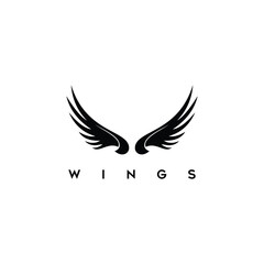 black wing icon. Wing badge. Wings badge collection. Vector illustration.
