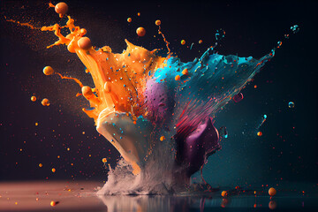 Fototapeta na wymiar colorful splashes background.generative ai
