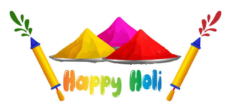 Happy holi festival. colorful pot and powder. vector illustration design