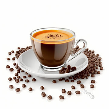 Esspreso Coffee Isolated White. Generative AI