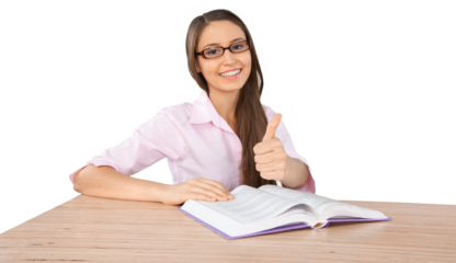 Young female student isolated on white background