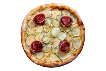 Parma ham pizza with zucchini
