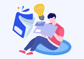 man study while sitting in the rug