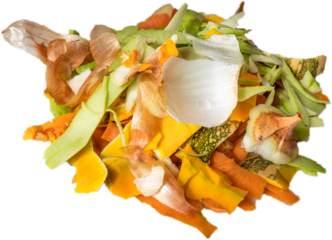 Vegetable peelings for composting. Transparent background.