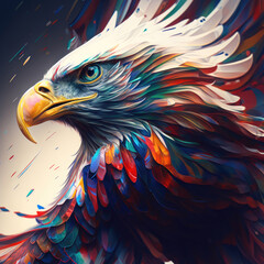 Eagle in the style of the American flag, art