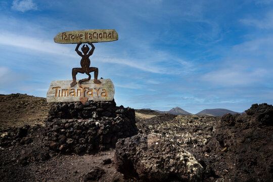 Sign at the enterence of the Parque National de Timanfaya, Lanzarote , Canary Islands, Spain