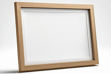 Fototapeta premium Horizontal Blank Picture Frame Mockup with Oak Wood Frame