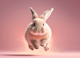 rabbit on the pink background IA