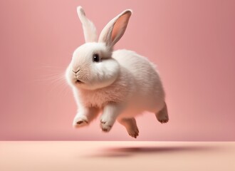 Obraz premium rabbit on the pink background IA