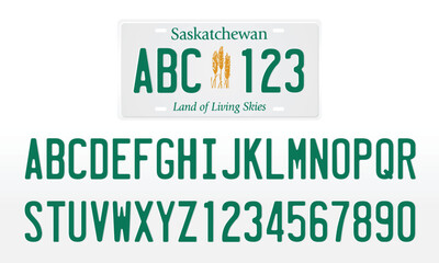 Saskatchewan License Plate Mockup Template with Letters and Numbers