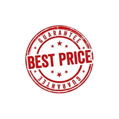 Best Price Guarantee red rubber stamp on paper icon isolated on white background. Suitable as stamp, icon, logo.