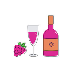Jewish holiday Passover, Pesach. icons and symbols on white background