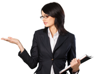 young woman holding a clipboard