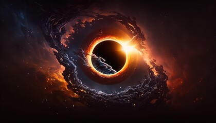Fototapeta premium super realistic futuristic black hole, destroyed planet wallpaper background created with generative ai technology