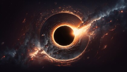 super realistic futuristic black hole, destroyed planet wallpaper background created with generative ai technology
