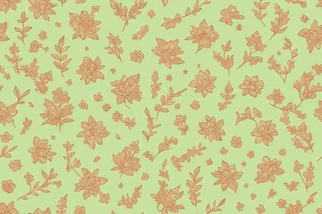 Floral vintage seamless pattern. Blooming garden flowers, clove, background. Seamless flat painting. Beautiful tribal generative ai art background