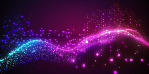 Pink Blue Purple Modern Wallpaper. Network Scientific Banner. Neon Light Glow Particles. Big Data Artificial Intelligence Internet Technology Background. Background Design.