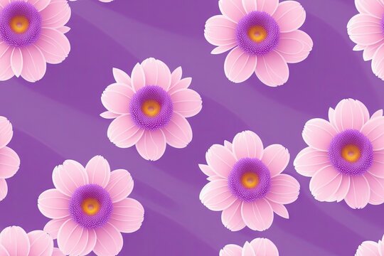 Seamless flowers pattern painting with trendy colors. Print Design, generative ai, perfect for interior, furniture and fashion.