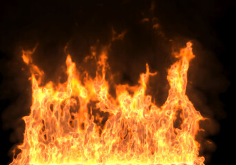 Fototapeta premium 3d rendering illustration Fire flames on black background for business finance or podium premium product