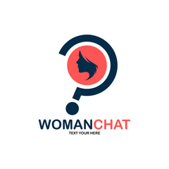 Woman question logo vector design. Suitable for business, web, beauty, female and question mark