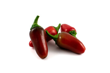 Close up of ripe red jalapeno peppers