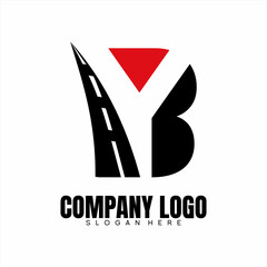 Y B letter logo design with Highway illustration.