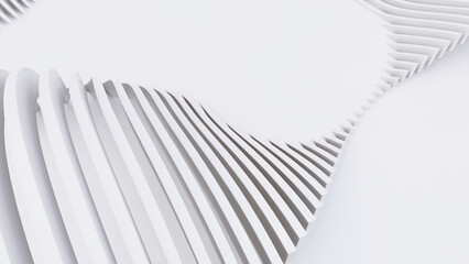 Abstract Curved Shapes. White Circular Background.