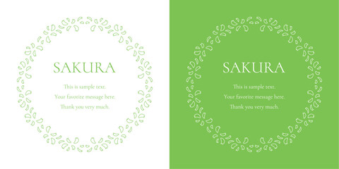 素材_フレームのセット_桜をモチーフにした春の飾り枠。シンプルで高級感のある囲みのデザイン。