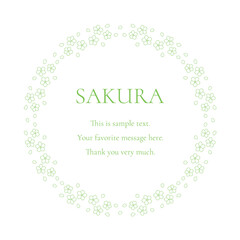 素材_フレーム_桜をモチーフにした春の飾り枠。シンプルで高級感のある囲みのデザイン。