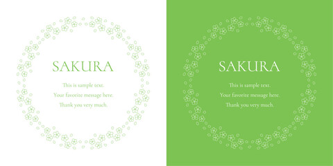 素材_フレームのセット_桜をモチーフにした春の飾り枠。シンプルで高級感のある囲みのデザイン。