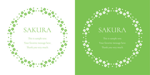 素材_フレームのセット_桜をモチーフにした春の飾り枠。シンプルで高級感のある囲みのデザイン。