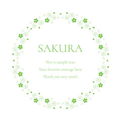 素材_フレーム_桜をモチーフにした春の飾り枠。シンプルで高級感のある囲みのデザイン。