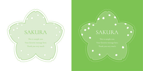 素材_フレームのセット_桜をモチーフにした春の飾り枠。シンプルで高級感のある囲みのデザイン。