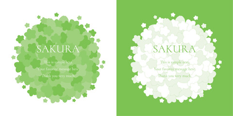 素材_フレームのセット_桜をモチーフにした春の飾り枠。シンプルで高級感のある囲みのデザイン。