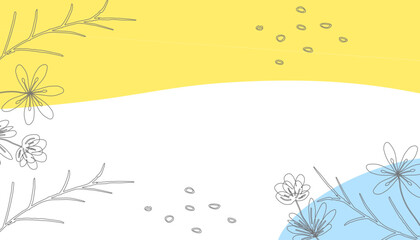 Spring bright abstract background for the banner. Flowers, plants. Space for text. Vector illustration.