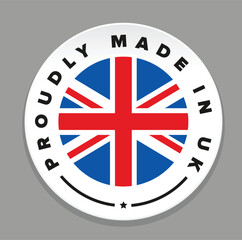 Obraz premium Proudly Made in UK Britain sign stamp badge