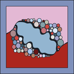 Wavy lines and many small circles.3d.