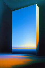 window in the night beautiful illustrated rectangles with textures and a mysterious introspective abstract style