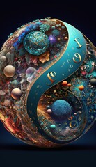 Obraz premium 3D Mathematical Representation of The Universe. AI generative.