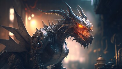 sinister evil dragons alien cyborgs created with generative ai technology