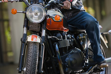 Man on a motorcycle in the street