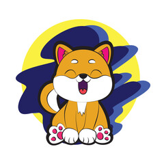 baby dog shiba vector illustration for baby t-shirt design