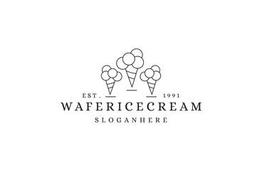 Wafer ice cream cone logo modern sophisticated ice cream shop logo