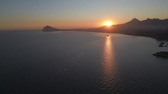 Aerial view beautiful sunset in Altea,Alicante,Spain.