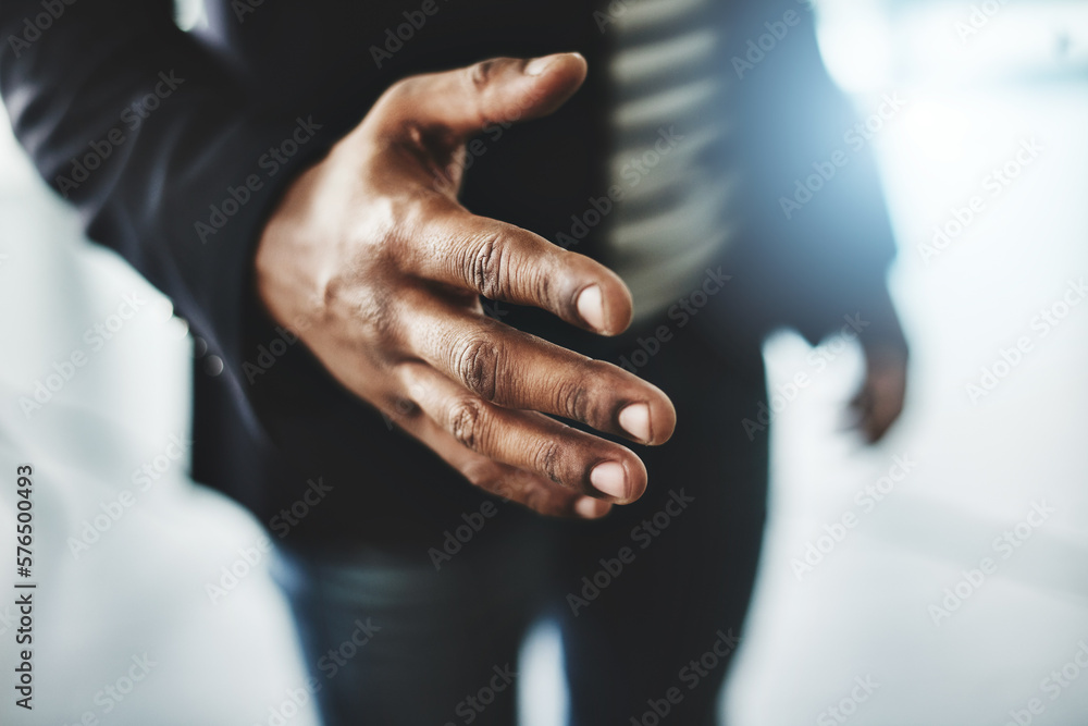 Aufkleber So we finally meet. Closeup shot of an unrecognizable businessman extending a handshake in an office.