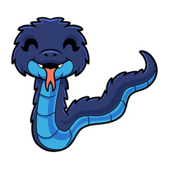 Cute blue spiny bush viper cartoon