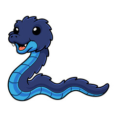 Cute blue spiny bush viper cartoon