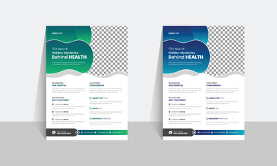 Corporate healthcare and medical flyer or poster design layout, Layout template, brochure background. Vector design, Vector illustrations for medical, medical a4 flyer design template for print, care.