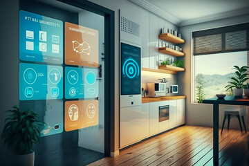 smart home kitchen management system using augmented reality, future concept, generative ai